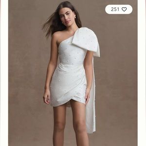 Pippa one shoulder Pearl-embellished mini dress